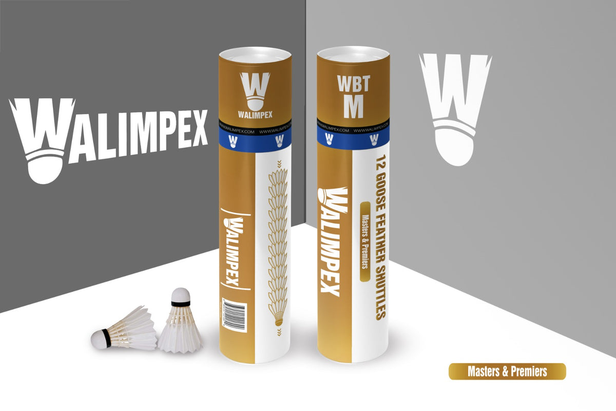 Walimpex WBT- M:  12 Finest Quality Goose Feather Shuttlecocks. Masters & Premiers (Luxury Golden Tube) – UK Premier